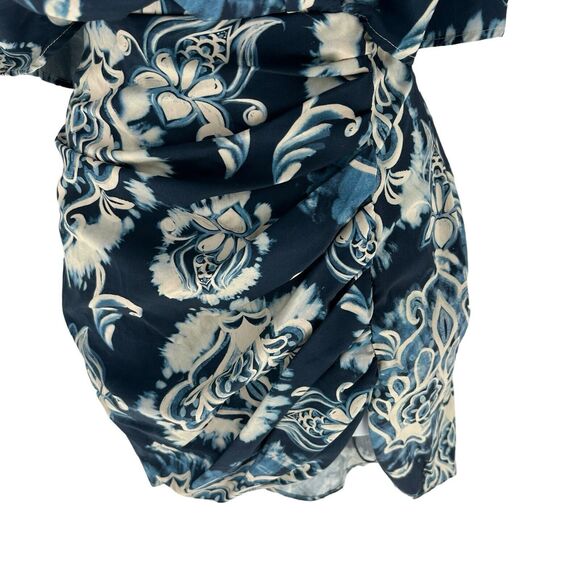 Zara Dress Women Small Blue Printed Mini Cut Out Back Resort Vacation Tribal NEW - Picture 11 of 16